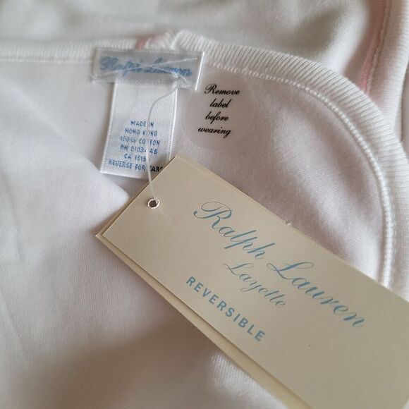 Ralph Lauren Layette White Pink newborn baby receiving blanket 100% cotton VTG - Picture 6 of 10
